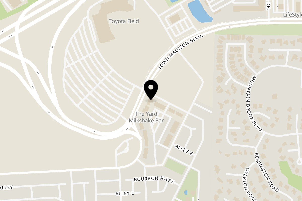 Map showing the location of SaZa Serious Italian Madison on 501 Town Madison Blvd in Madison